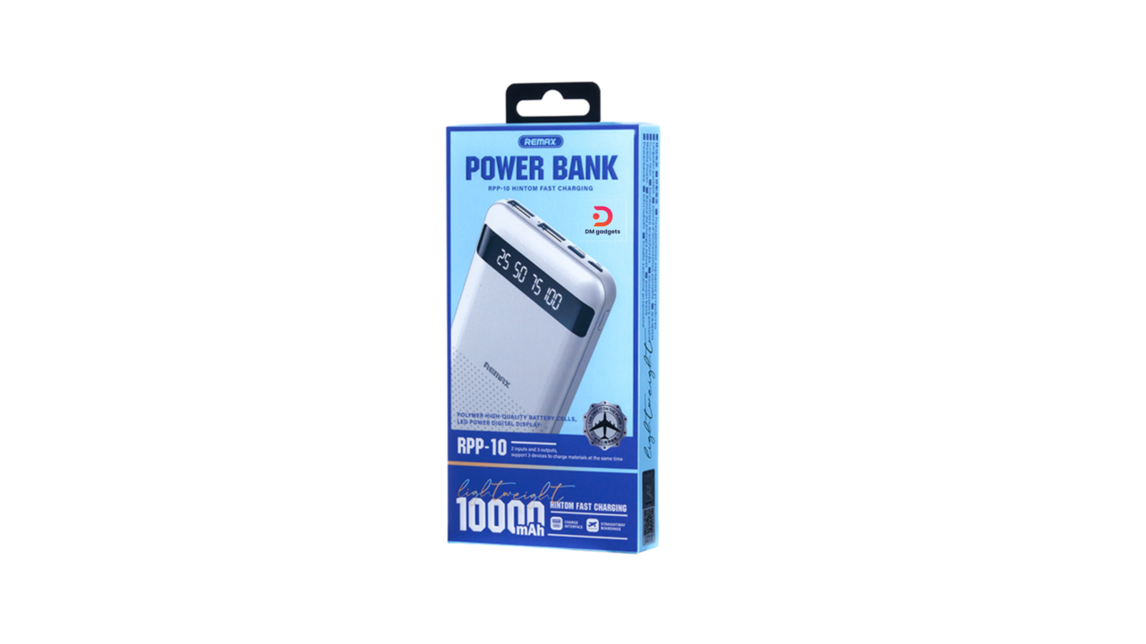 177J1#Remax®RPP-10 10000 Hintom Series, 2xUSB-A/1xUSB-C ports White