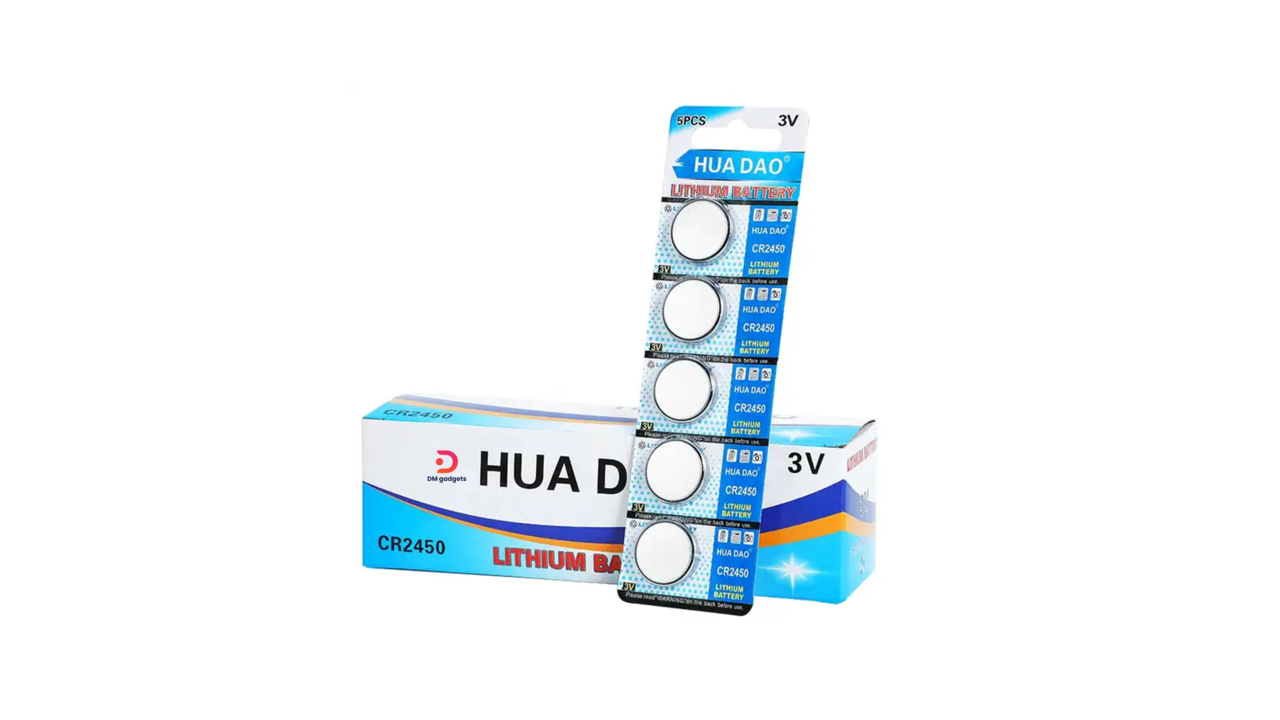 628E-2#Hua Dao®CR2450 3V Lithium Batteries 5 Pack