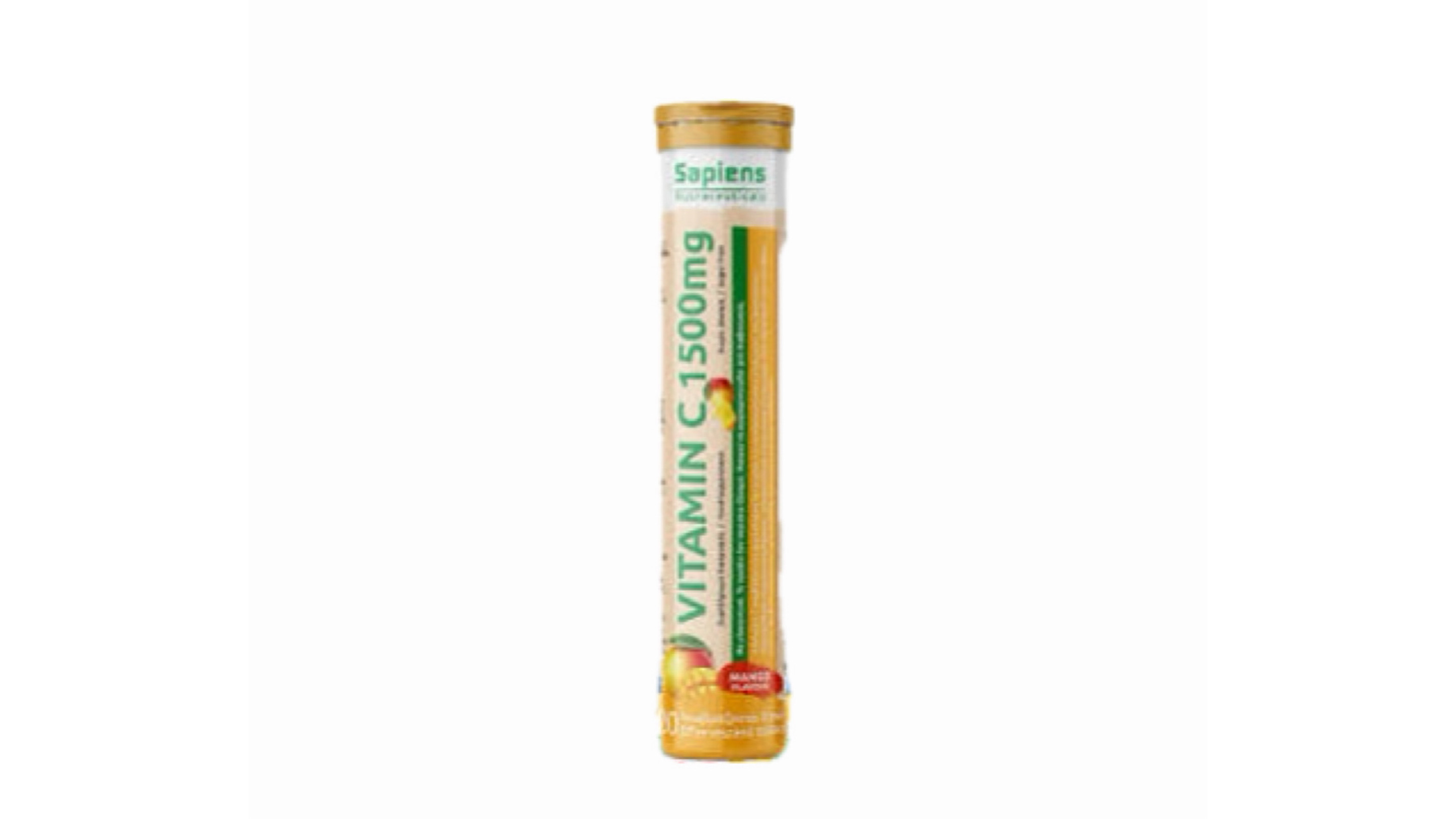 Sapiens Vitamin C 1500mg 20 Effervescent Tabs Mango Flavor