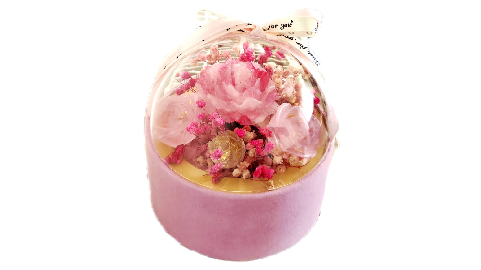 HANDMADE FLOWERS IN A PINK BOX. Cod.4