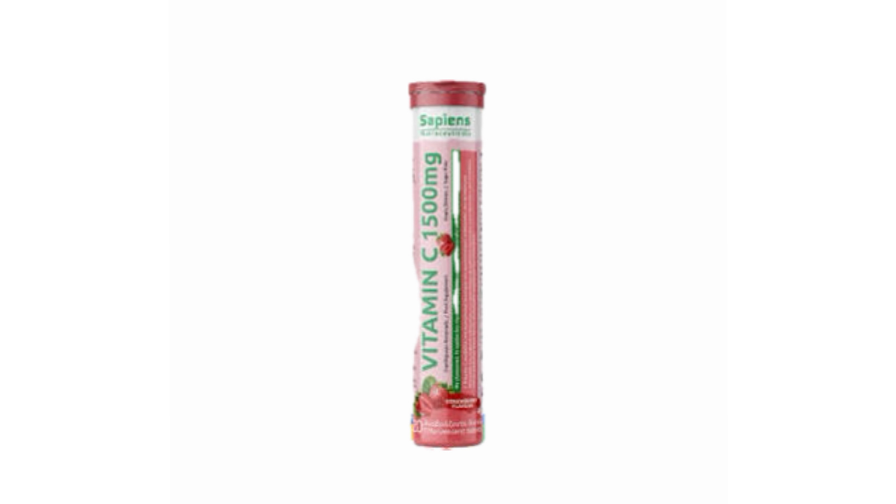 Sapiens Vitamin C 1500mg 20 Effervescent Tabs Strawberry Flavor