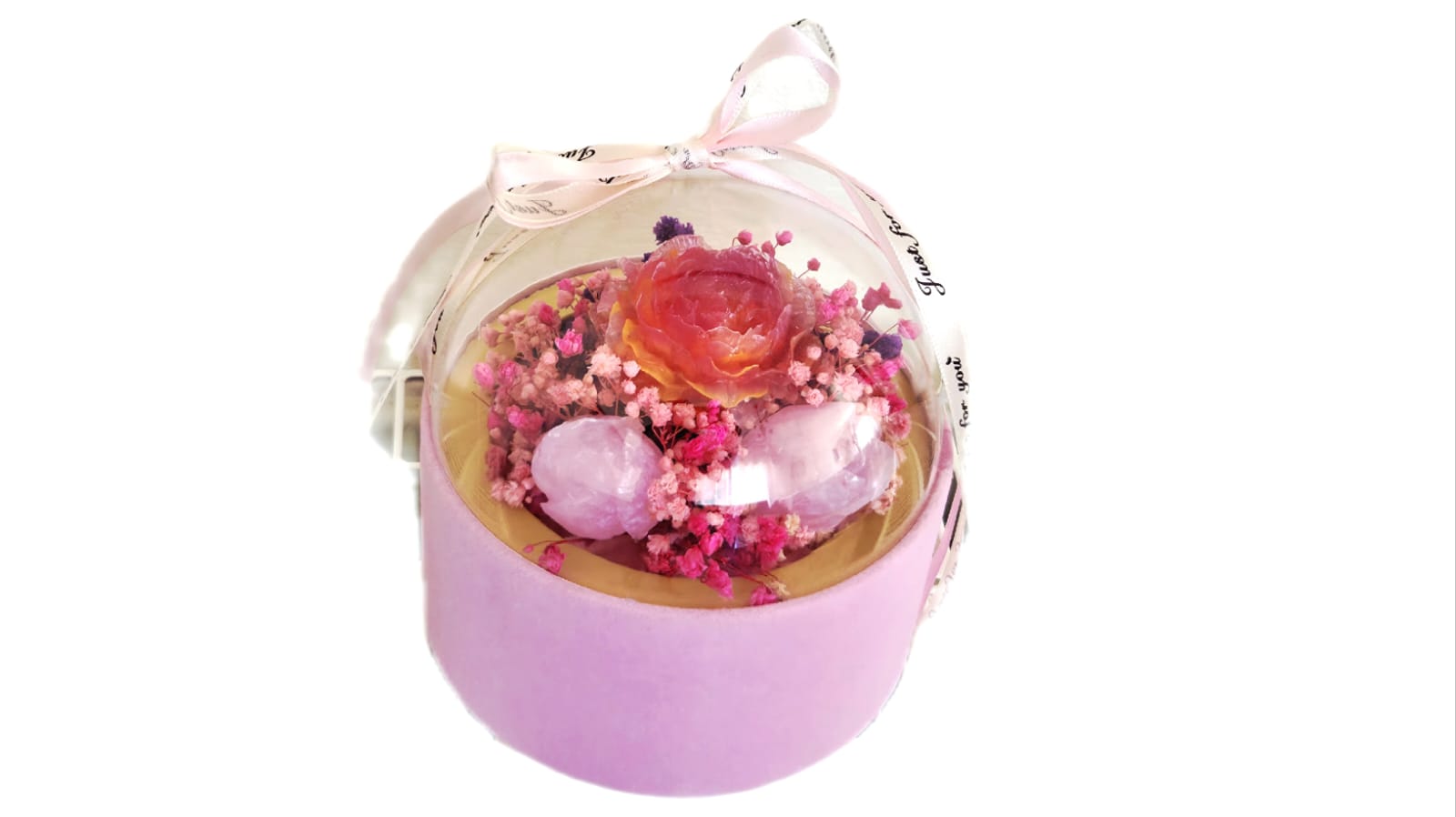 HANDMADE FLOWERS IN A PINK BOX. Cod.5