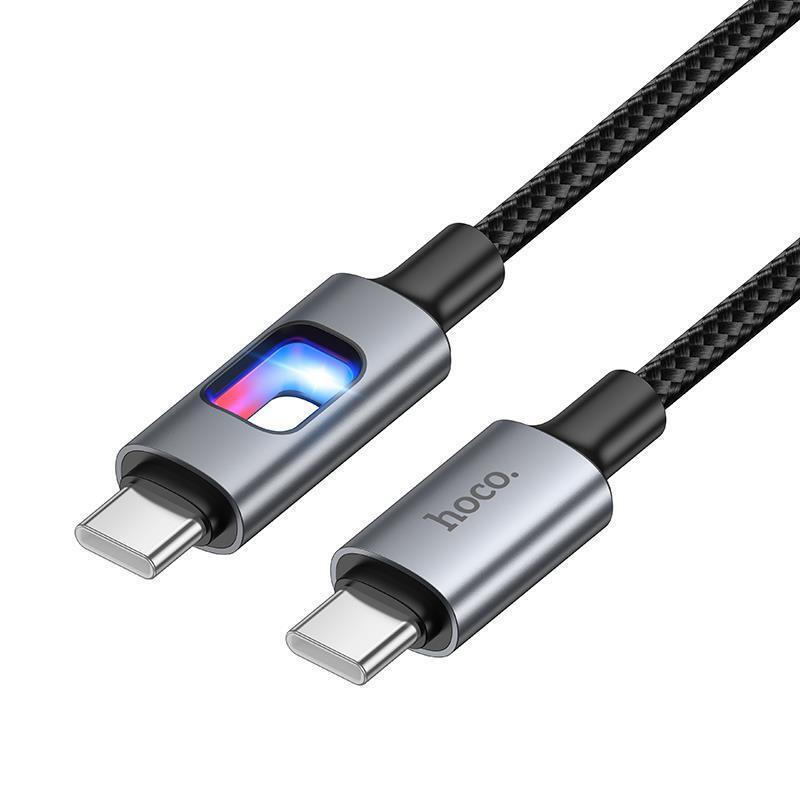 Type C to  Type C cable Hoco 3A 60W 1.2 black with Led light
