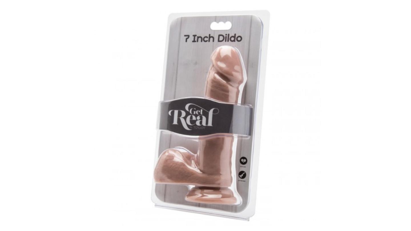 Skin tone cock with balls 7 inch suction cup