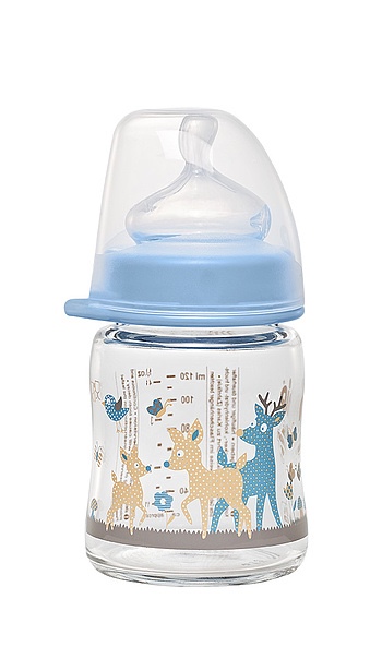 Wide-neck Glass bottle 120ml Light Blue