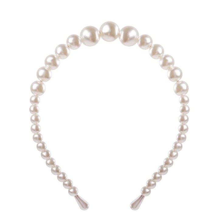 Handmade Knotted Pearl Headband Headwear - White