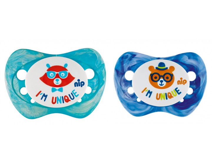 Set of 2 soothers Nip Unique - Blue 6+