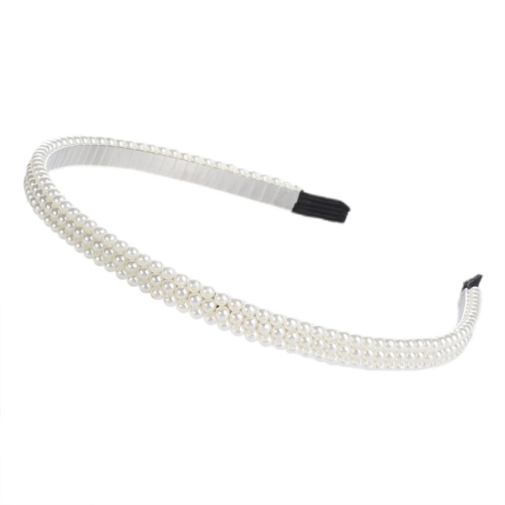 Handmade Knotted Pearl Headband Headwear - Beige