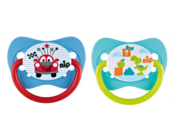 Set of 2 Nip soothers Family Auto and Dino 0-6