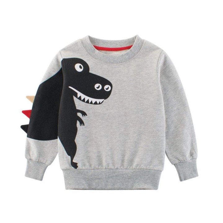 Dinosaur Print Long-sleeve Sweatshirt Grey