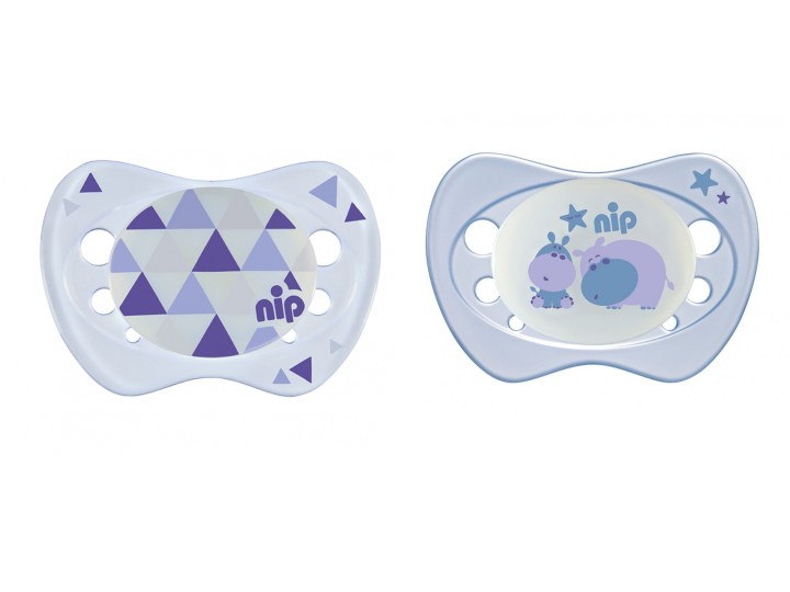 Set of 2 Glow soothers Nip Night Hipo and Trigger Purple 0-6