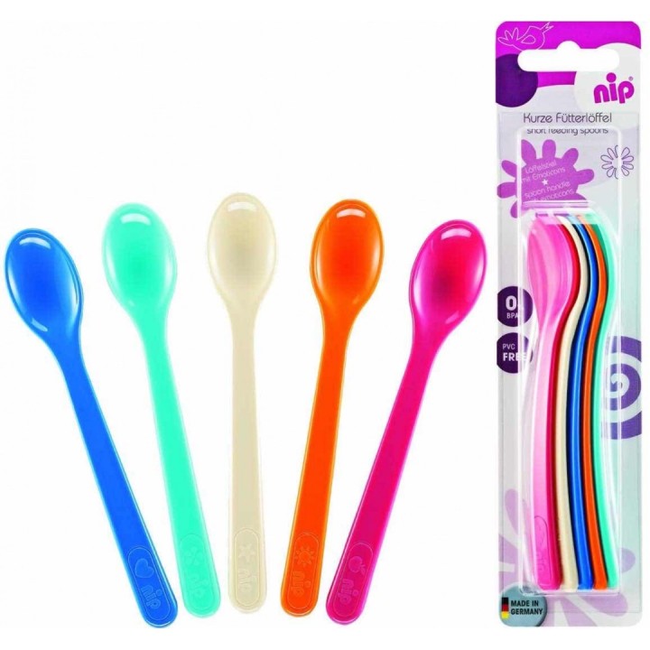 Set of 5 Feeding spoon multicolor short