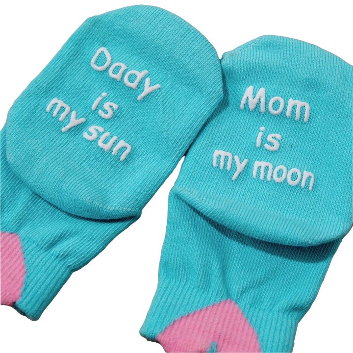 Baby Letter Print Adorable Knitted Socks - Τurquoise
