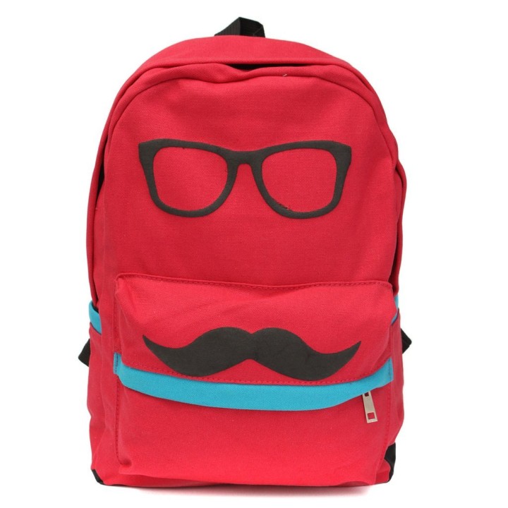 Mustache Eyeball Travel Backpack Red