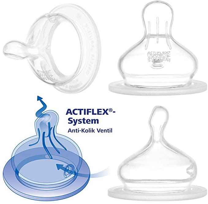 Set of 2 NIP orthodontic Wide-Neck Teats Anti-Colic Silicone 6+ fast flow L