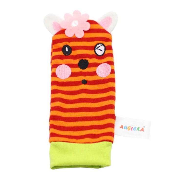 Baby Adorable Striped Rattle Toy Sock - Red