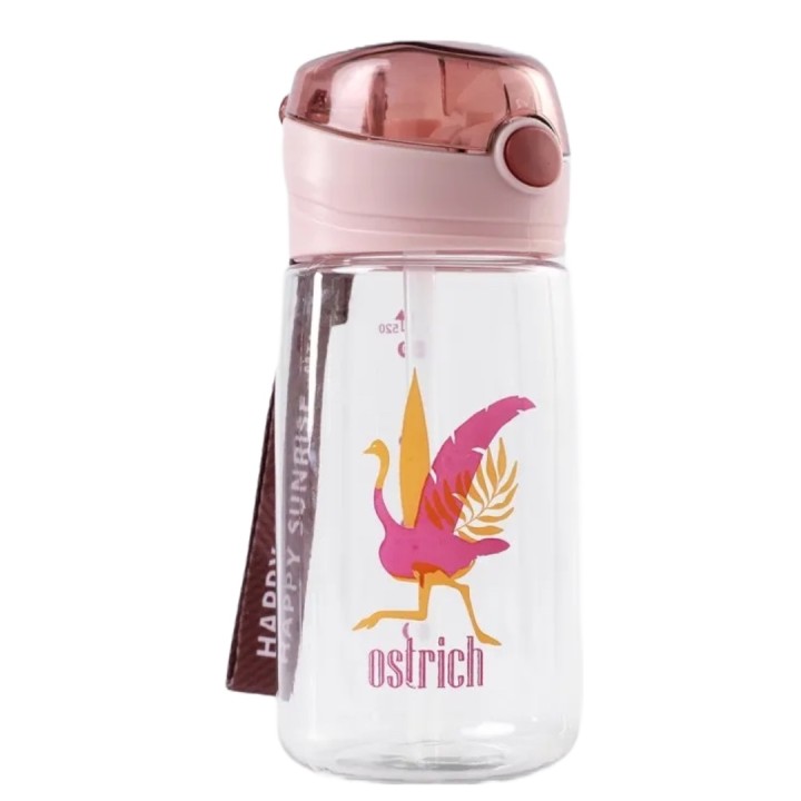 520ml Straw Water Cup Large-capacity Water Bottle Pink