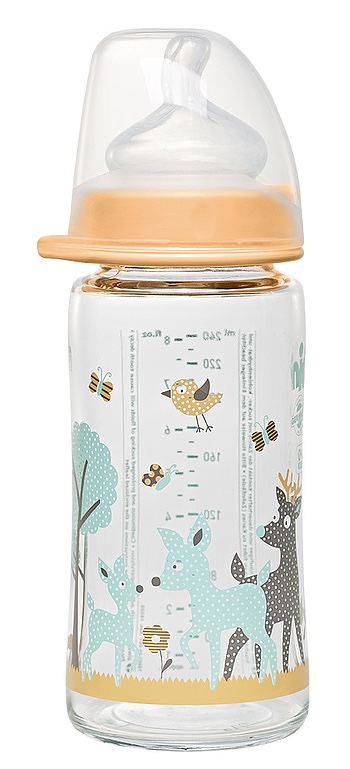 Wide-neck Glass bottle 240ml Girl Yellow