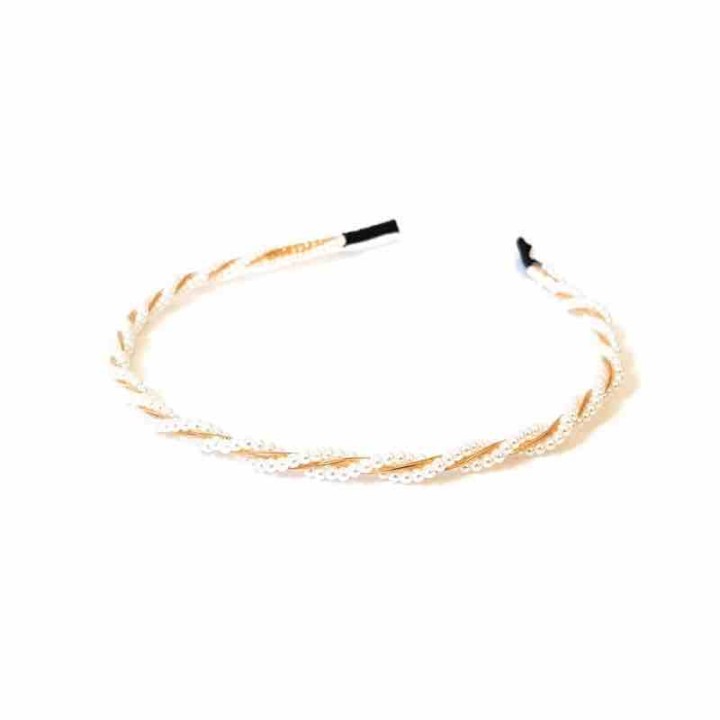 Handmade Knotted Pearl Headband Headwear - Creamy White