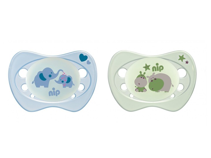 Set of 2 Nip Glow soothers Newborn Night for Boys 0-6