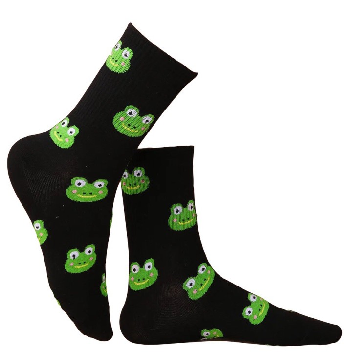 Animal Pattern Breathable Tube Socks - Black