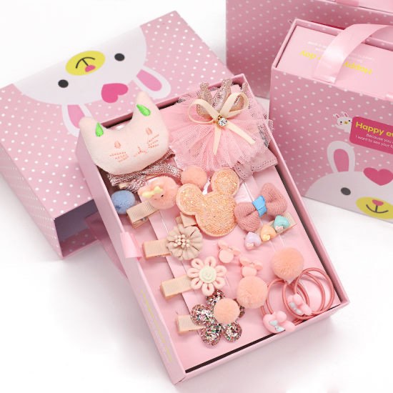 Bow Knot Decor Hair Accessory Set for Girls- Rose Gold