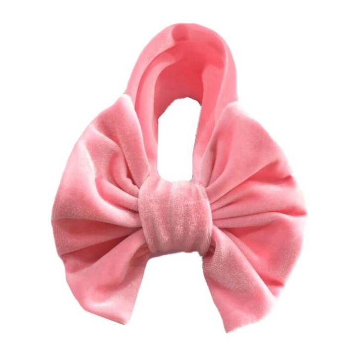 Baby Girl Causal Solid Bowknot Decor Headband velvet- Pink