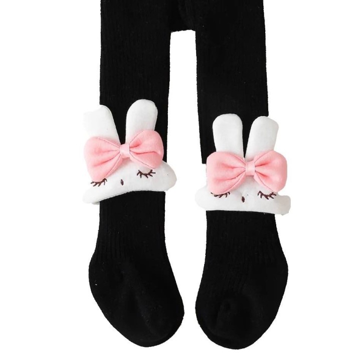 Cartoon Rabbit Decor Pantyhose Black