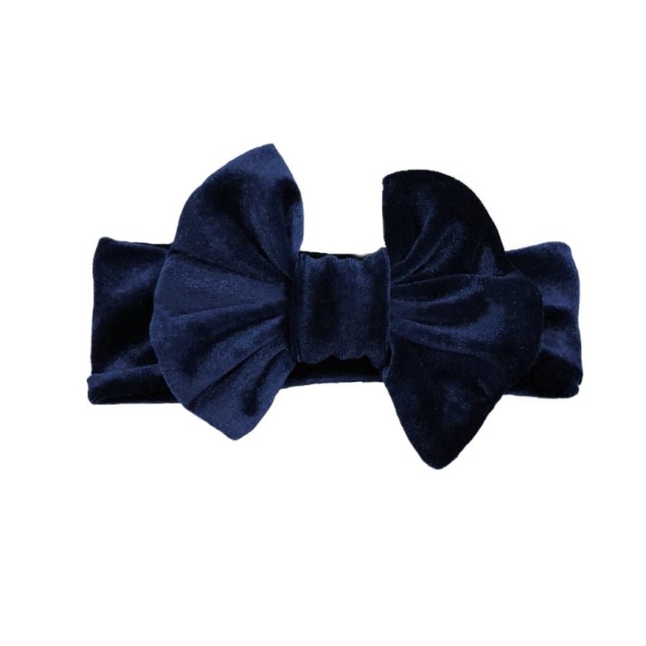 Baby Girl Causal Solid Bowknot Decor Headband velvet - Dark Blue