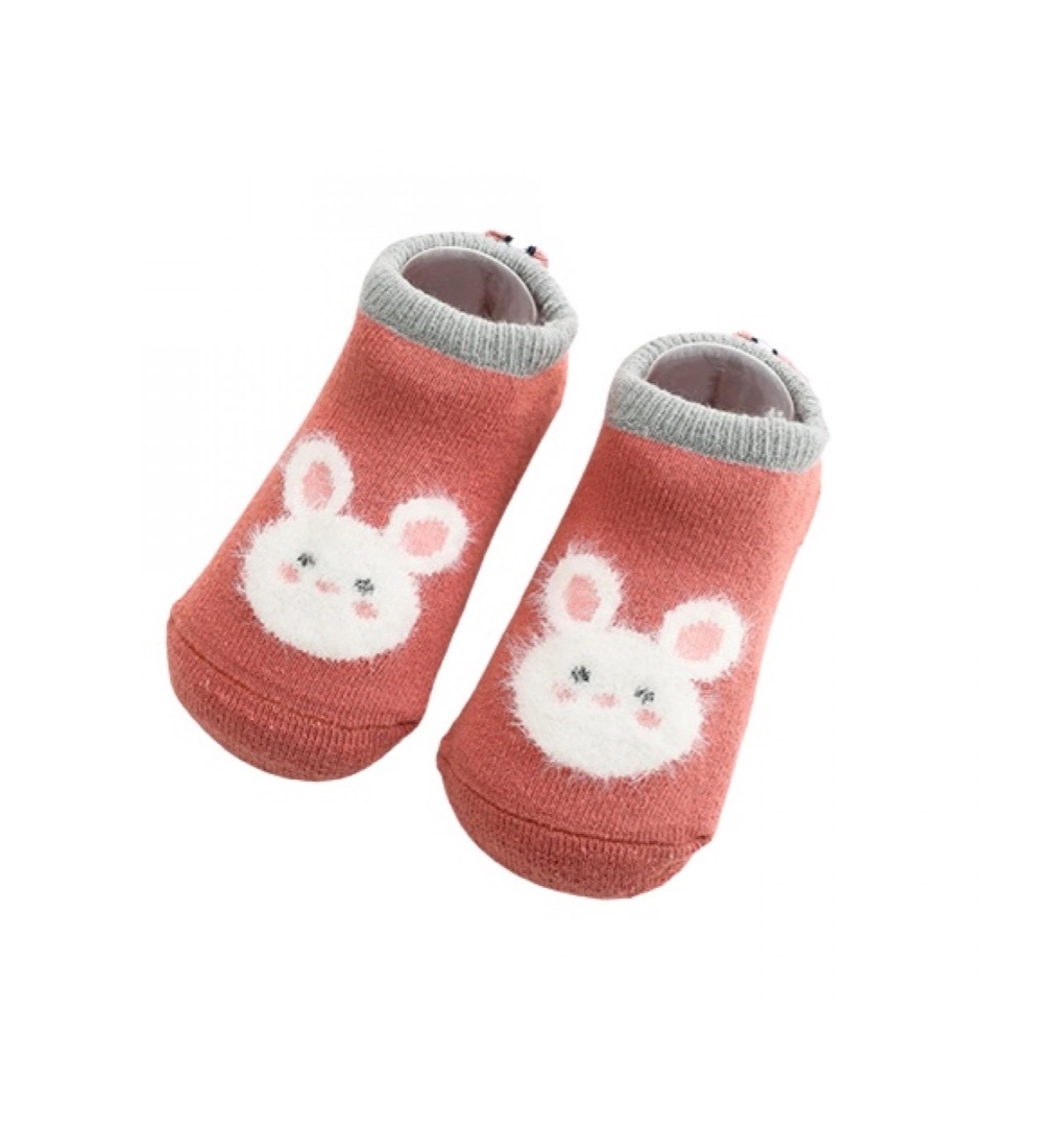 Animal Print Antiskid Fleece-lining Socks Dark Pink