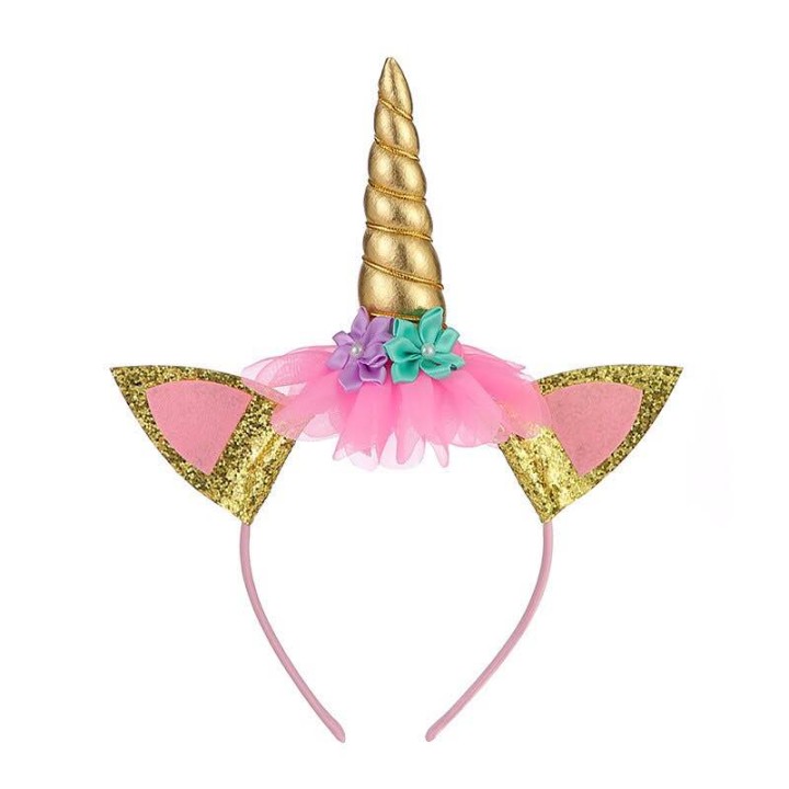 Stylish Unicorn Headband for Children - Gold - Pink