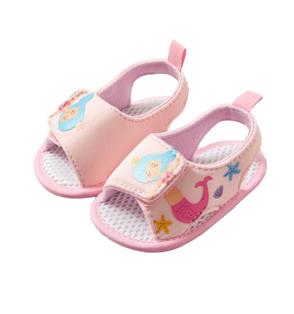 Cartoon Mermaid Velcro Closure Sandals - Pink