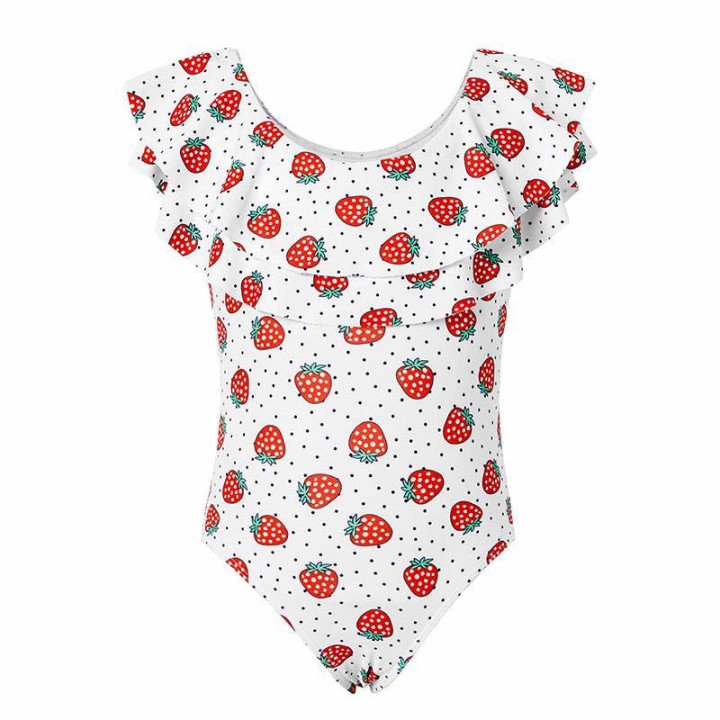 Strawberry Allover Ruffled Swimwear