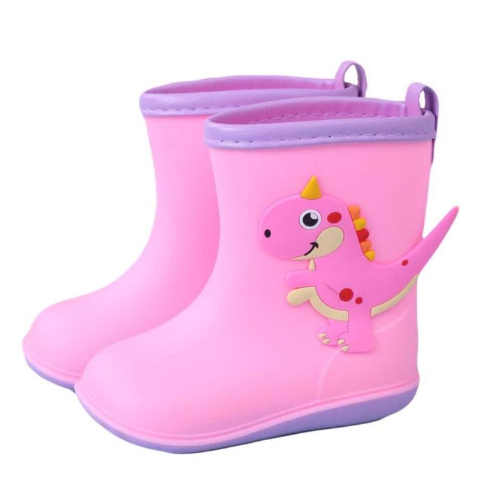 3D Dinosaur Decor Rain Boots - Pink
