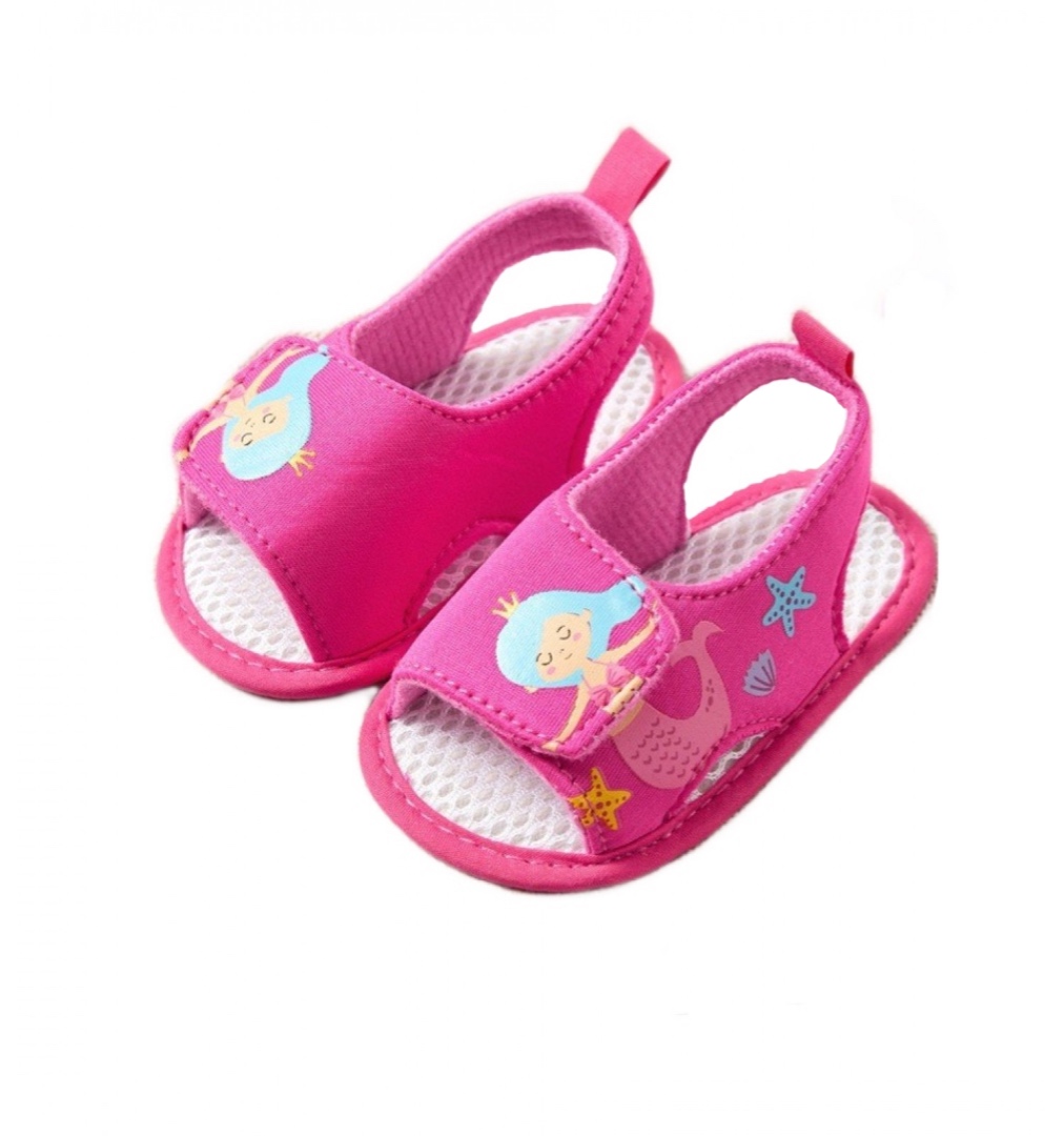 Cartoon Mermaid Velcro Closure Sandals - Hot Pink