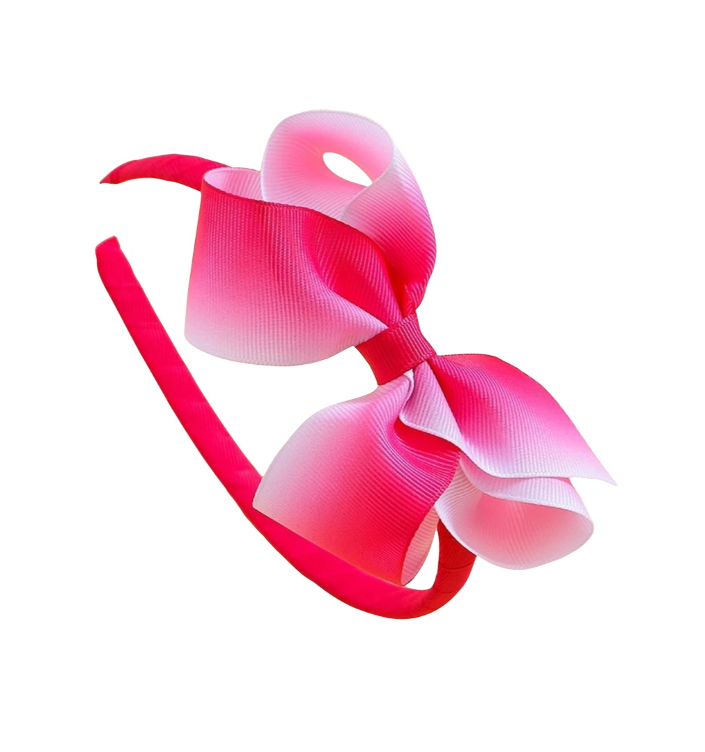 Colorful Rainbow Bowknot Hairband Pink