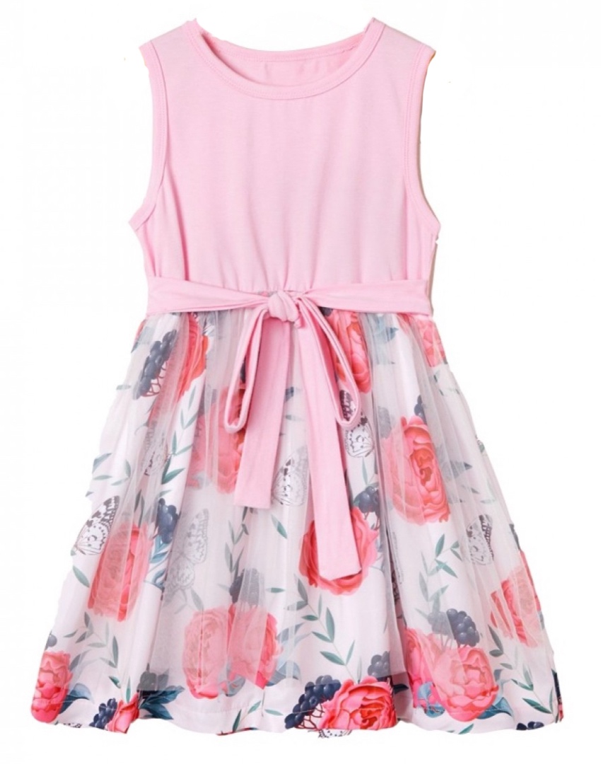 Floral Allover Strappy Dress Light Pink