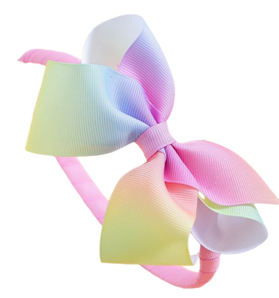 Colorful Rainbow Bowknot Hairband Light pink