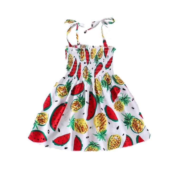 Fruit Print Strappy Dress - White