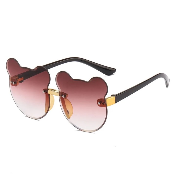 Kids Cartoon Cat Ears Rimless Decorative Glasses - Brown