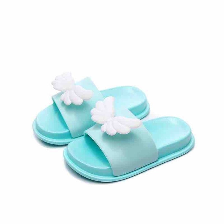 Kids Cutie Wing Decor Solid Slippers Light Blue