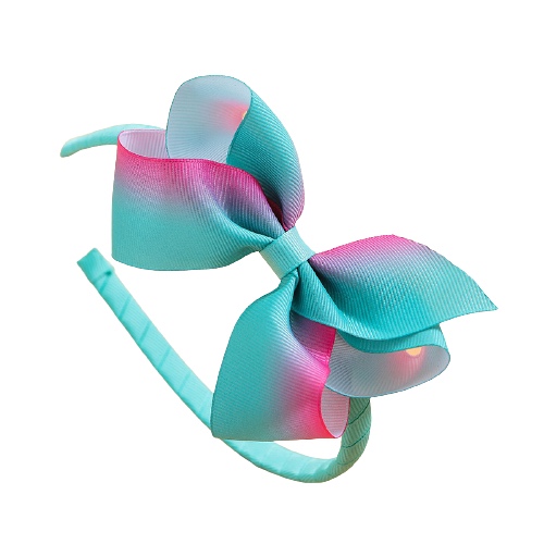 Colorful Rainbow Bowknot Hairband Green