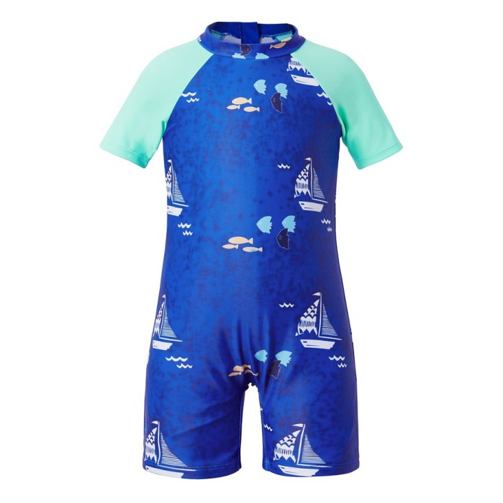 Letter Sea Swimsuit - Color block Blue