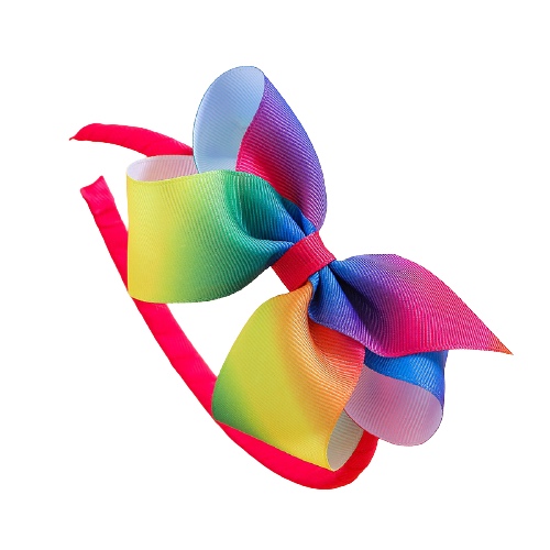 Colorful Rainbow Bowknot Hairband Fuxia