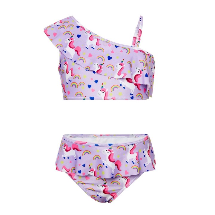 Beautiful Unicorn Ruffled Suspender Swimsuit Set