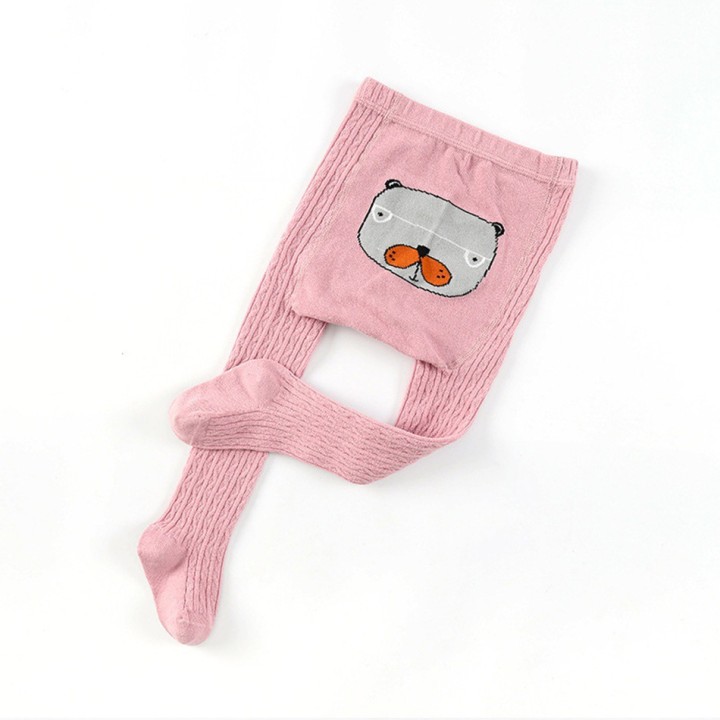 Solid Cartoon Animal Print Knitted Pantyhose Pink