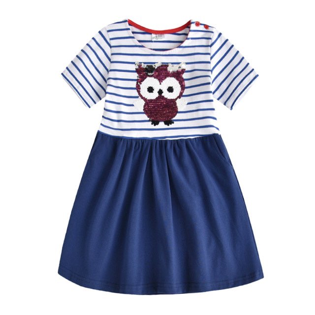 Girl Dress Blue Owl