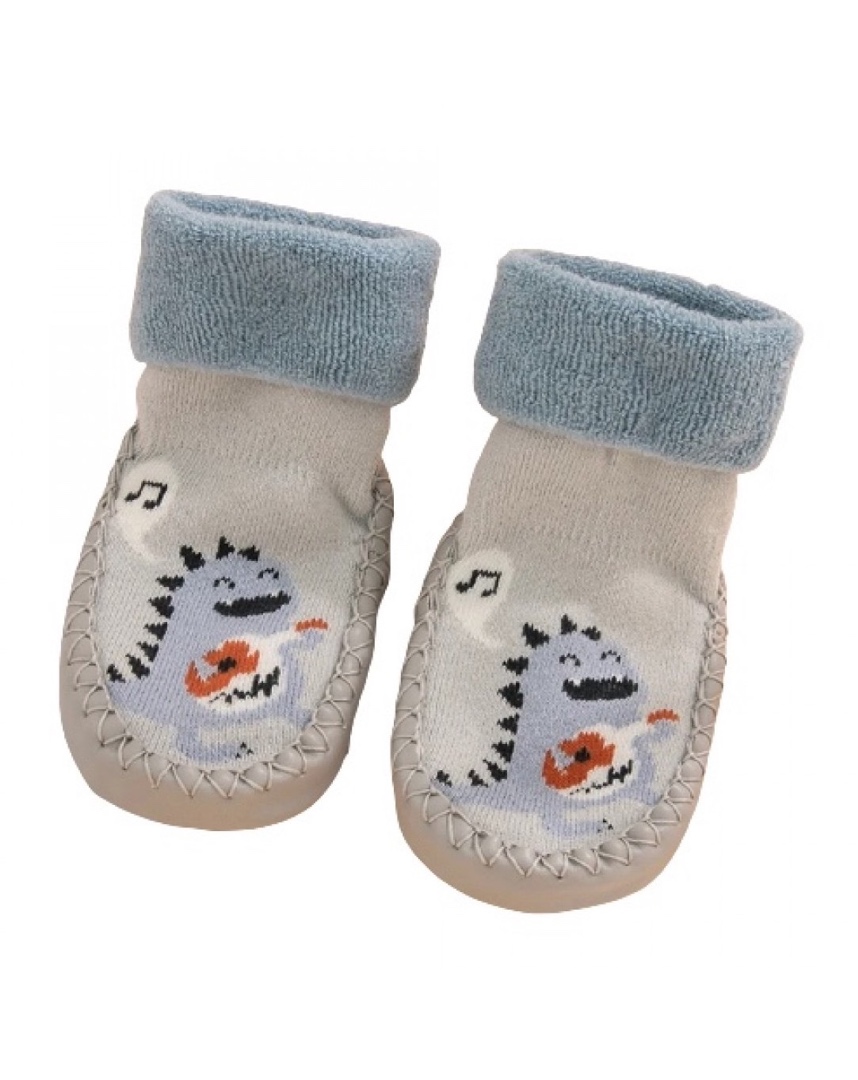 Baby Adorable Cartoon Animal Velvet Antiskid Floor Socks Grey