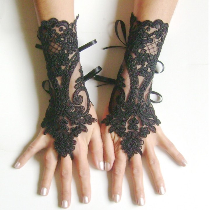 Princess Gloves for Events Black - baby costumes