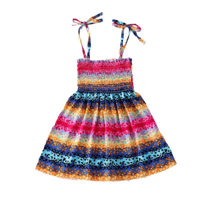 Colorful Striped Strappy Dress - Multi-color